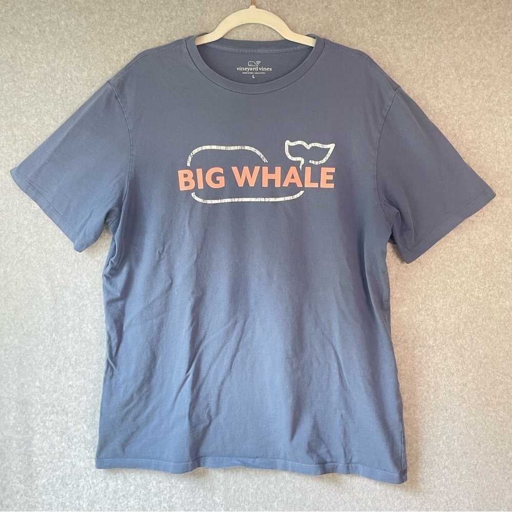 Vineyard Vines Mens Gray T Shirt Large Pink Whale Logo